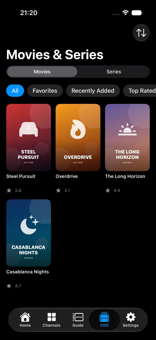 Coax films and series on iPhone